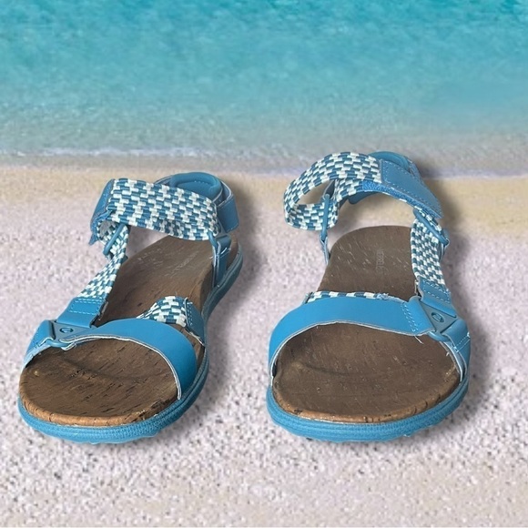 MERRELL Teal Blue Strappy Ocean Depths Sunvue Woven Sandal Womens Sz 10 - Picture 11 of 11